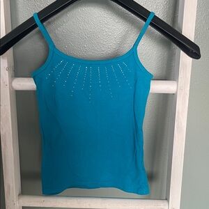 Turquoise Kids Tank Top with Embellishments